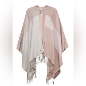 Soia & Kyo - Light Pink & Cream Colorblocked Open Poncho W/ Scarf Hem OS - NWT